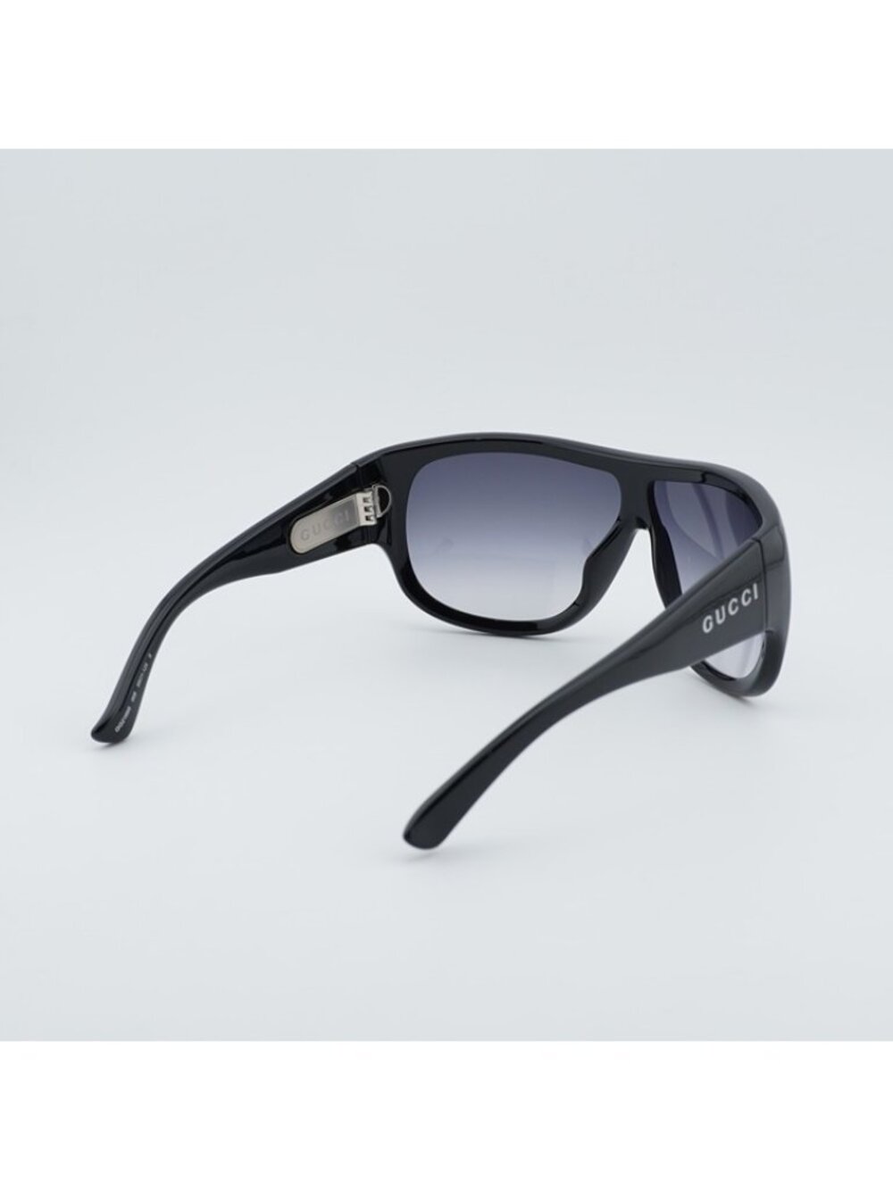 Gucci GG2168S 008 Sunglasses Shiny Black Shield Frame, Grey Gradient Lenses - Picture 3 of 10